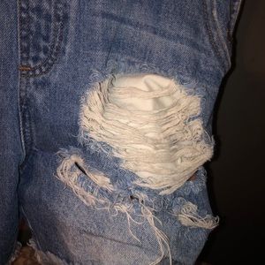 Forever 21 overall shorts ripped